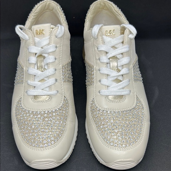 Padded Michael Kors Women's Cream and Gold Sneakers - Picture 1 of 12